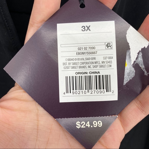 Ava & Viv Long Sleeve Woven Popover Black Ebony - Picture 4 of 5